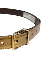 Dolce & Gabbana Men Gold Classic Leather Metal Buckle Belt