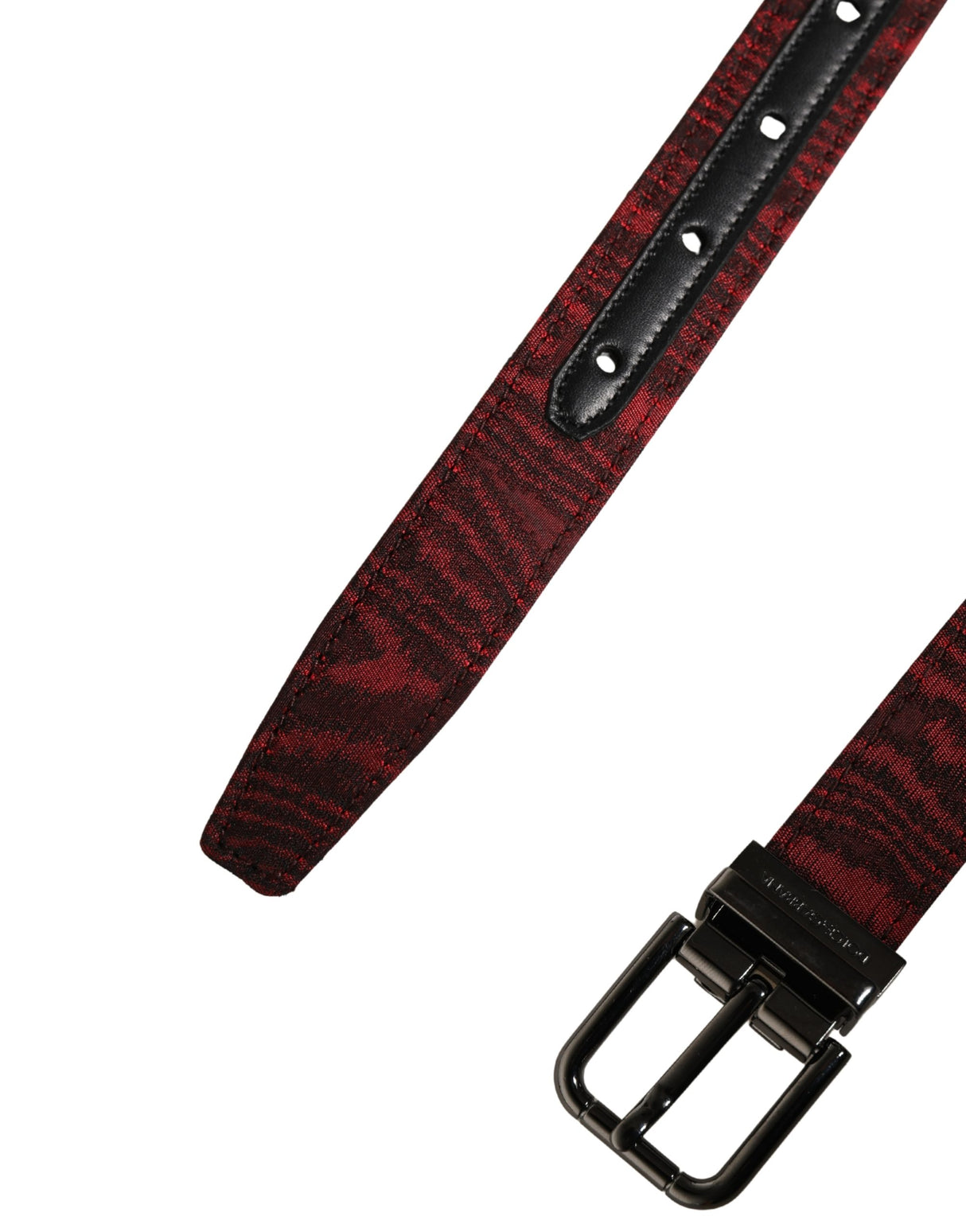 Dolce & Gabbana Men Red Jacquard Acetate Metal Buckle Belt
