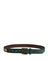 Dolce & Gabbana Men Green Velvet Leather Metal Buckle Belt