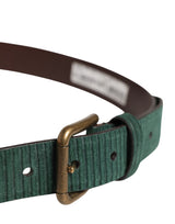 Dolce & Gabbana Men Green Velvet Leather Metal Buckle Belt