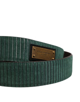 Dolce & Gabbana Men Green Velvet Leather Metal Buckle Belt