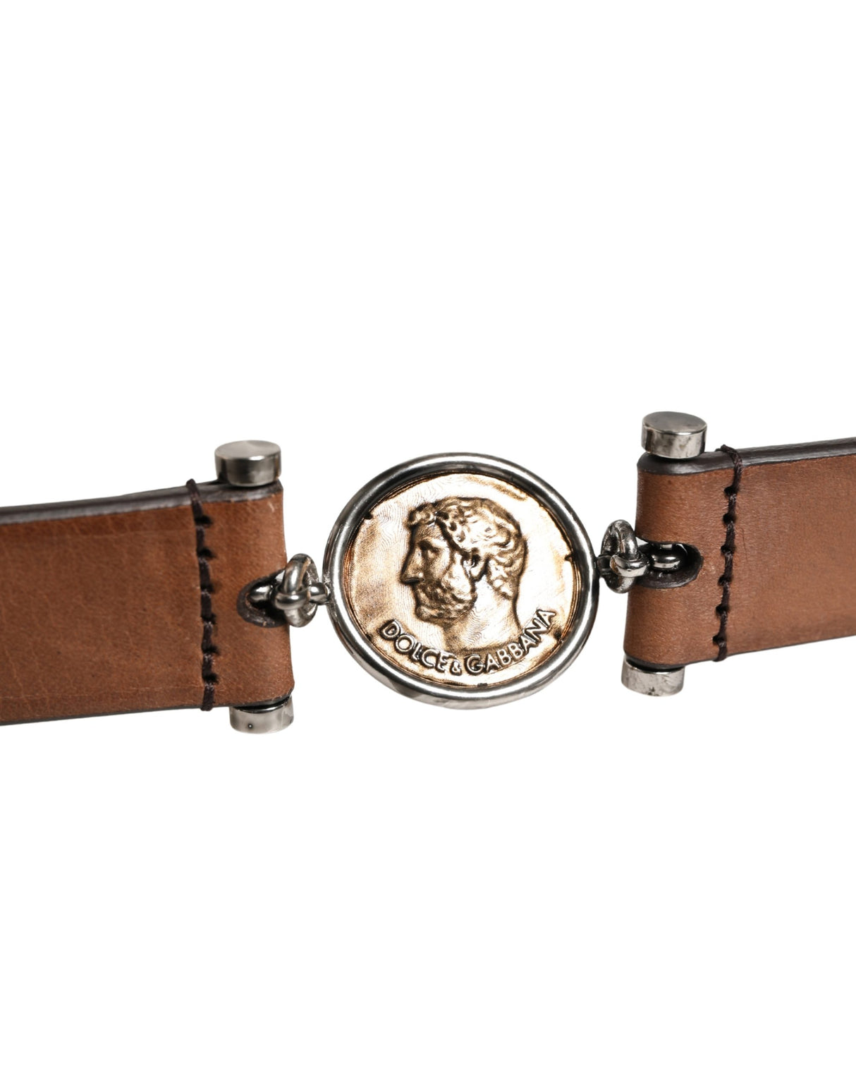 Dolce & Gabbana Men Brown Classic Leather Metal Buckle Belt