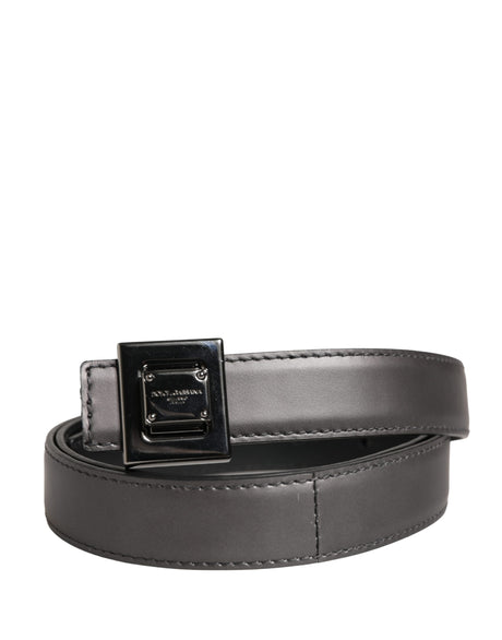 Dolce & Gabbana Men Silver Classic Leather Square Buckle Belt