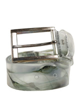 Dolce & Gabbana Men White Floral PVC Silver Metal Buckle Belt