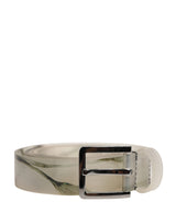 Dolce & Gabbana Men White Floral PVC Silver Metal Buckle Belt