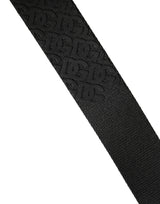 Dolce & Gabbana Men Black DG Logo Polyester Metal Buckle Belt
