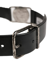 Dolce & Gabbana Men Black Classic Leather Metal Buckle Belt