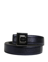 Dolce & Gabbana Men Black Classic Leather Square Buckle Belt