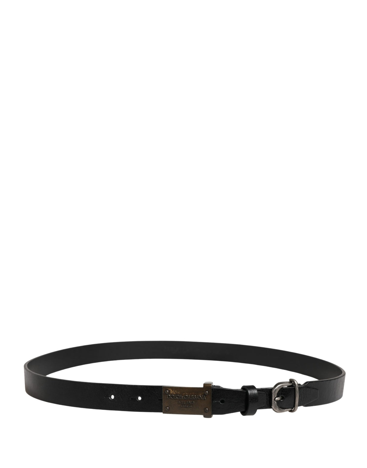Dolce & Gabbana Men Black Classic Leather Logo Buckle Belt