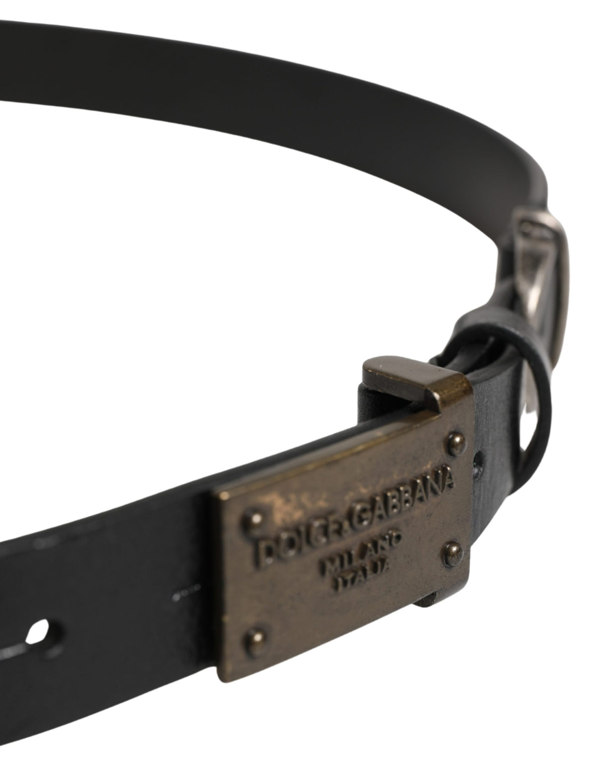 Dolce & Gabbana Men Black Classic Leather Logo Buckle Belt
