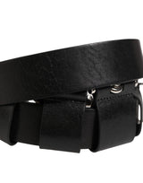Dolce & Gabbana Black Calf Leather Silver Metal Buckle Belt
