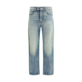 7FOR Blue Cotton Relaxed Fit Jeans