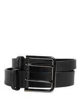 Dolce & Gabbana Black Double Strap Leather Silver Buckle Belt