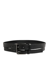 Dolce & Gabbana Black Double Strap Leather Silver Buckle Belt