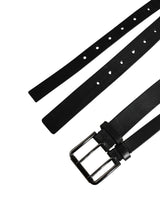 Dolce & Gabbana Black Double Strap Leather Silver Buckle Belt