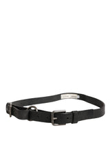 Dolce & Gabbana Men Black Calfskin Leather Metal Buckle Belt