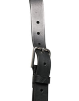 Dolce & Gabbana Black Double Strap Leather Silver Buckle Belt