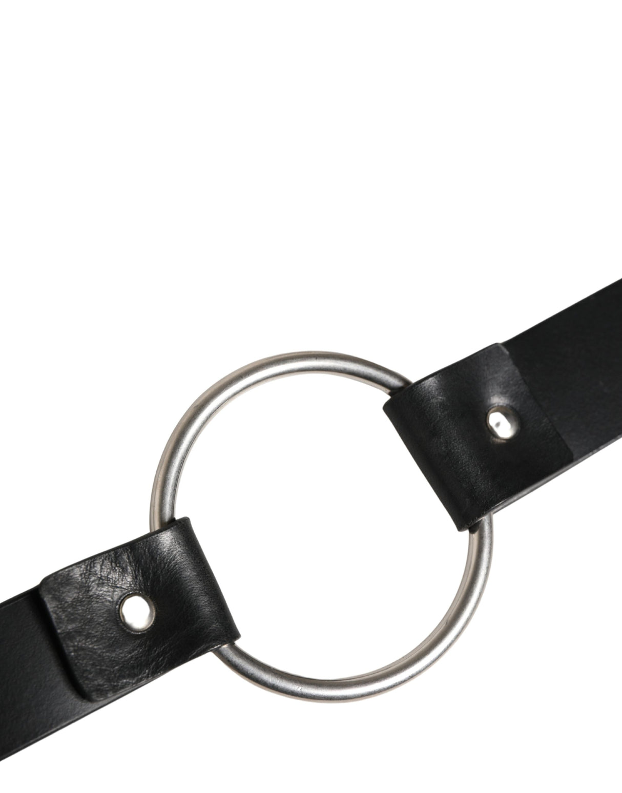 Dolce & Gabbana Black Double Strap Leather Silver Buckle Belt