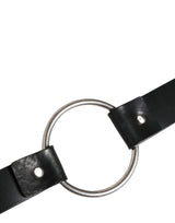 Dolce & Gabbana Black Double Strap Leather Silver Buckle Belt