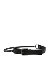 Dolce & Gabbana Men Black Calfskin Leather Metal Buckle Belt