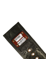 Dolce & Gabbana Men Black Wide Leather DG Metal Buckle Belt