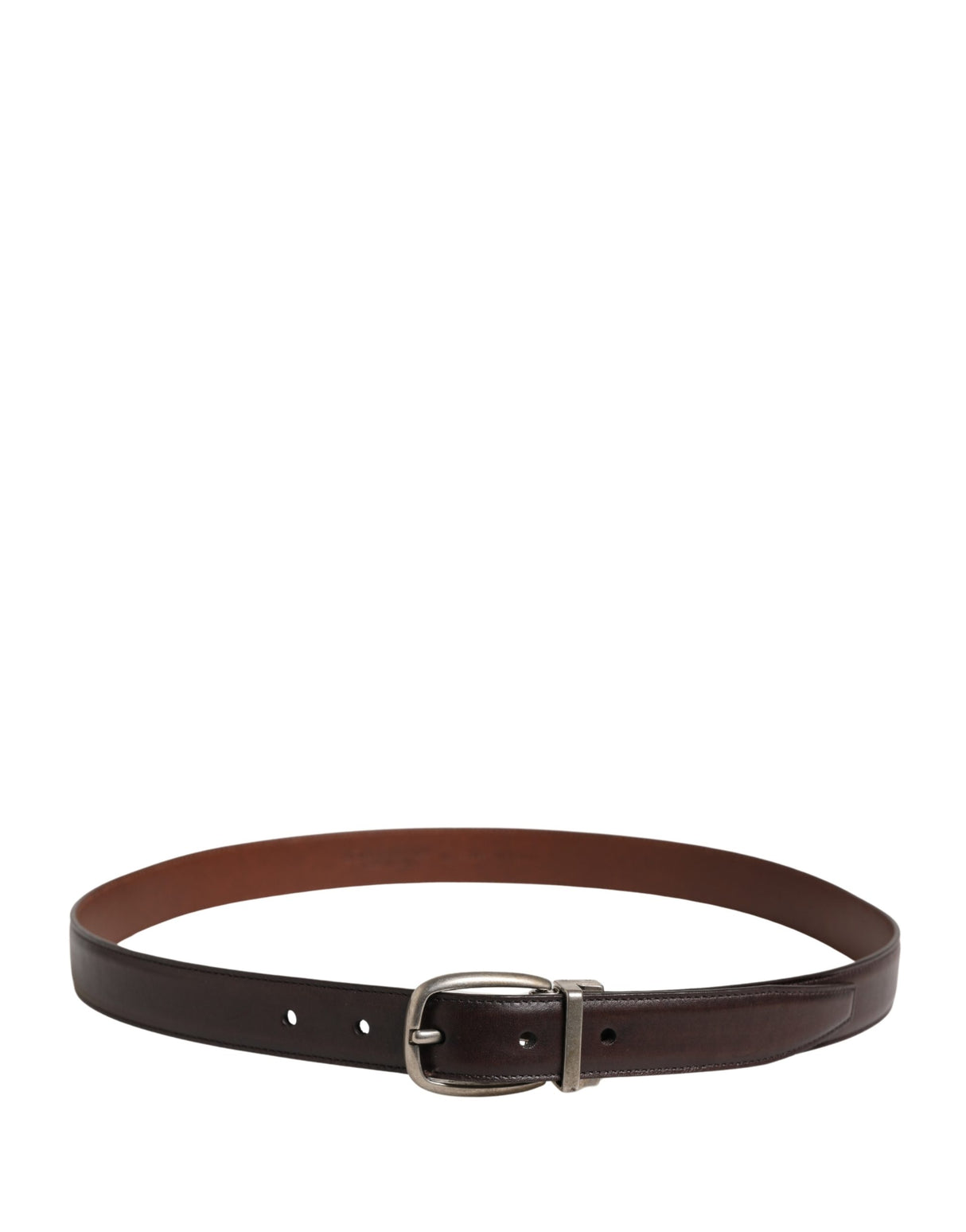 Dolce & Gabbana Men Brown Classic Leather Metal Buckle Belt