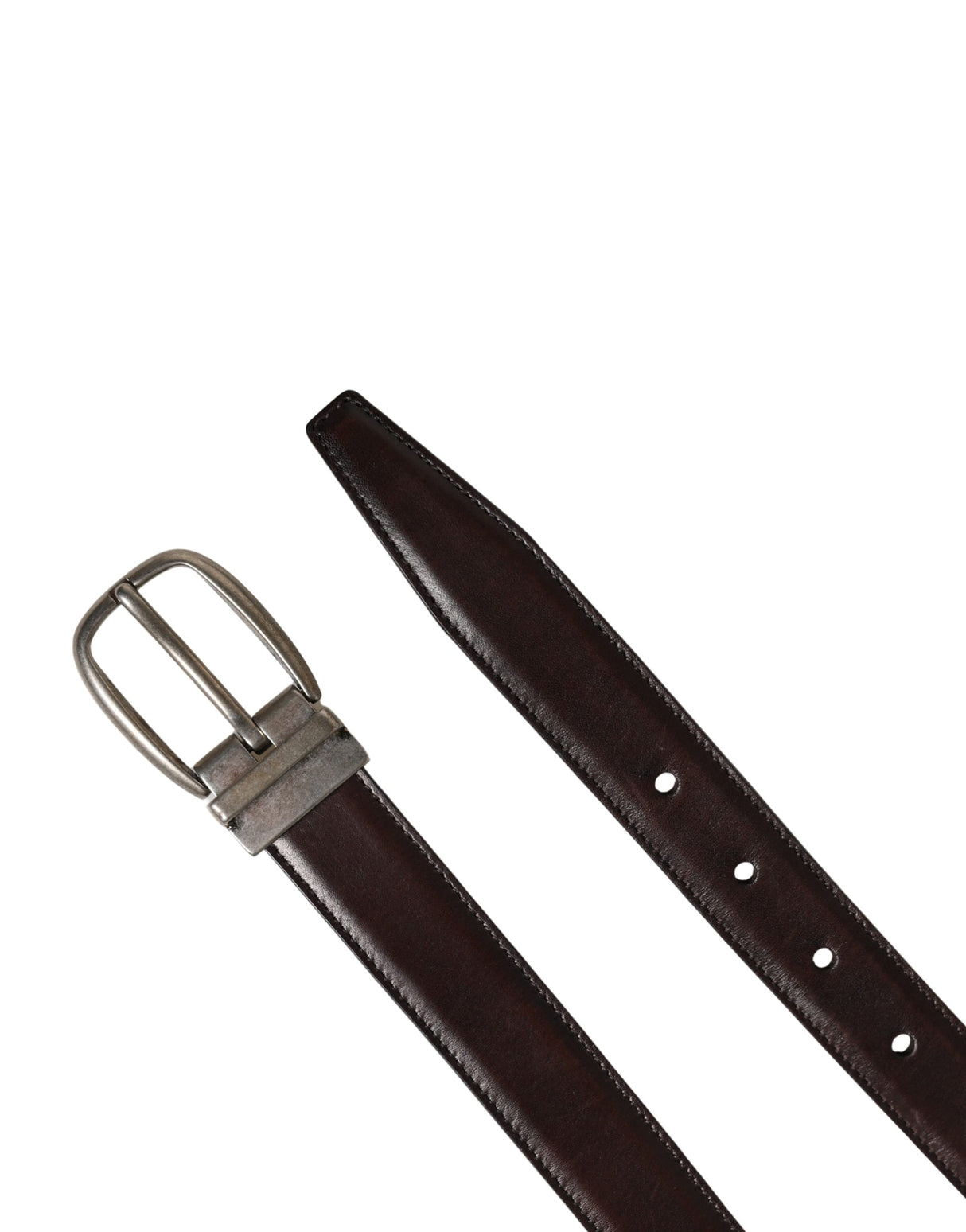 Dolce & Gabbana Men Brown Classic Leather Metal Buckle Belt