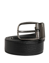 Dolce & Gabbana Men Black Classic Leather Metal Buckle Belt