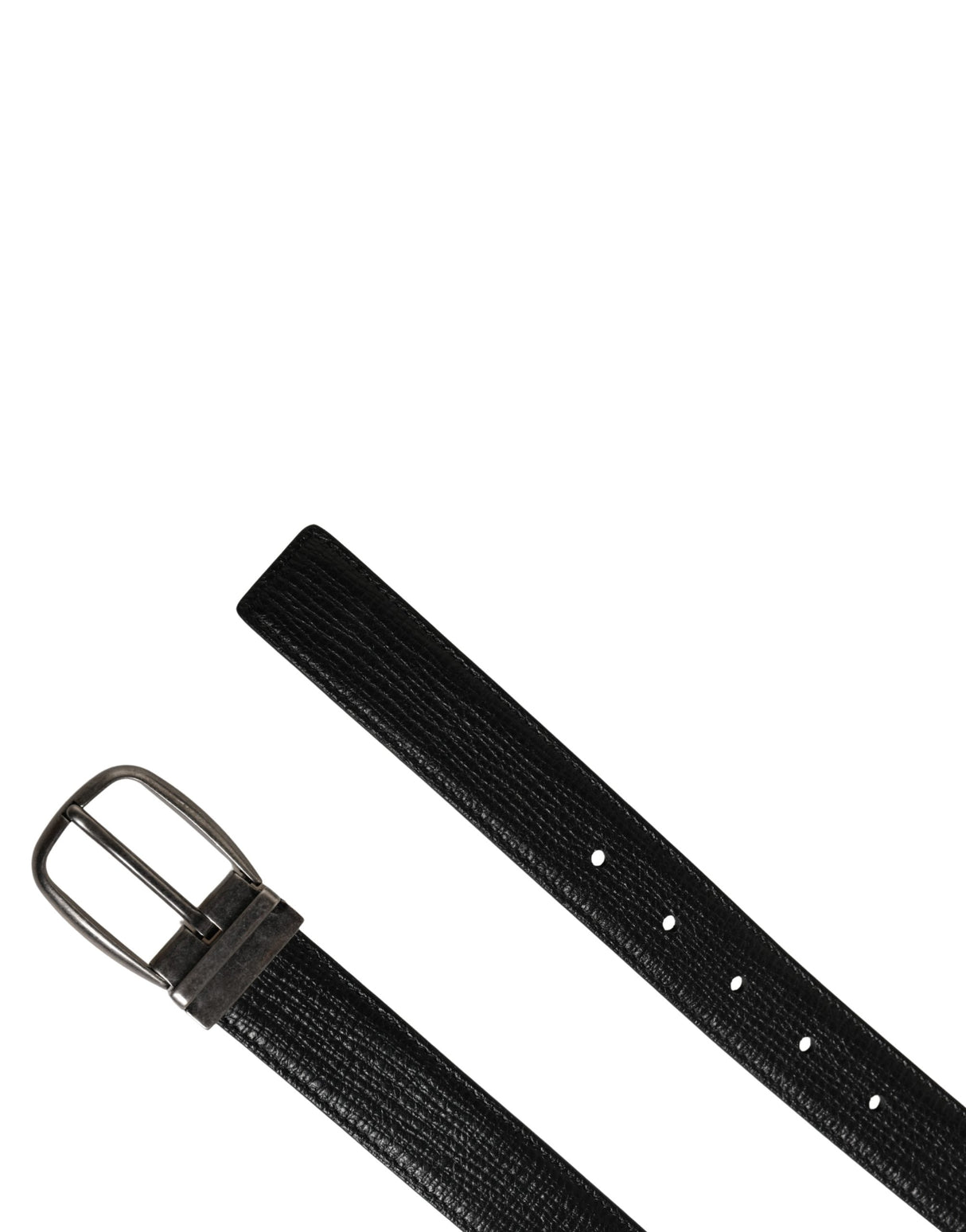 Dolce & Gabbana Men Black Classic Leather Metal Buckle Belt