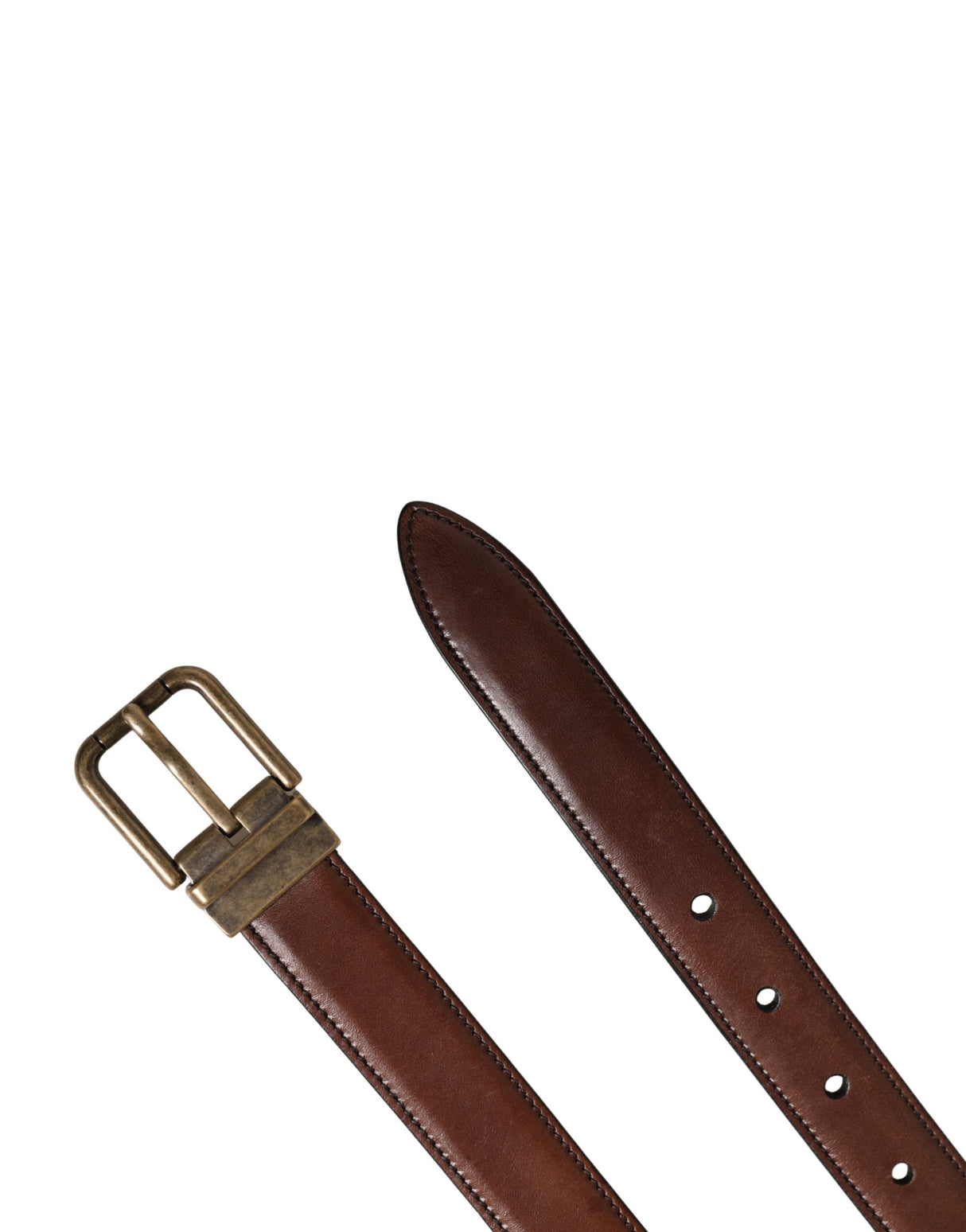Dolce & Gabbana Men Brown Classic Leather Metal Buckle Belt