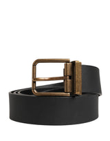Dolce & Gabbana Men Black Classic Leather Metal Buckle Belt