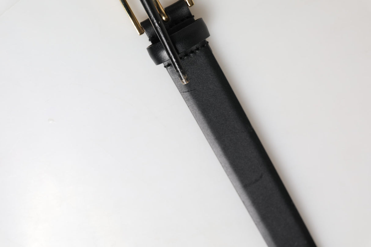 Dolce & Gabbana Men Black Classic Leather Metal Buckle Belt