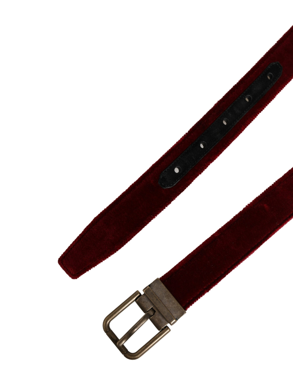 Dolce & Gabbana Men Burgundy Velvet Cotton Metal Buckle Belt