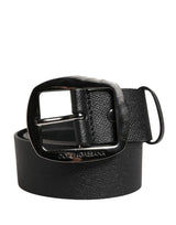 Dolce & Gabbana Men Black Classic Leather Metal Buckle Belt