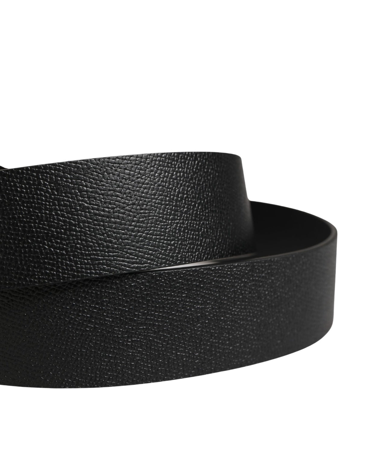 Dolce & Gabbana Men Black Classic Leather Metal Buckle Belt