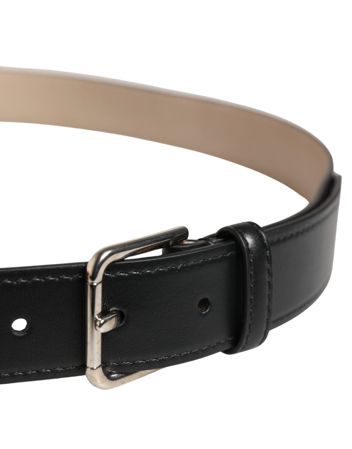 Dolce & Gabbana Men Beige Woven Leather Metal Buckle Belt