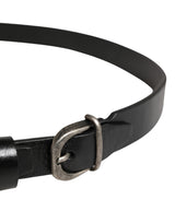 Dolce & Gabbana Men Black Classic Leather Logo Buckle Belt