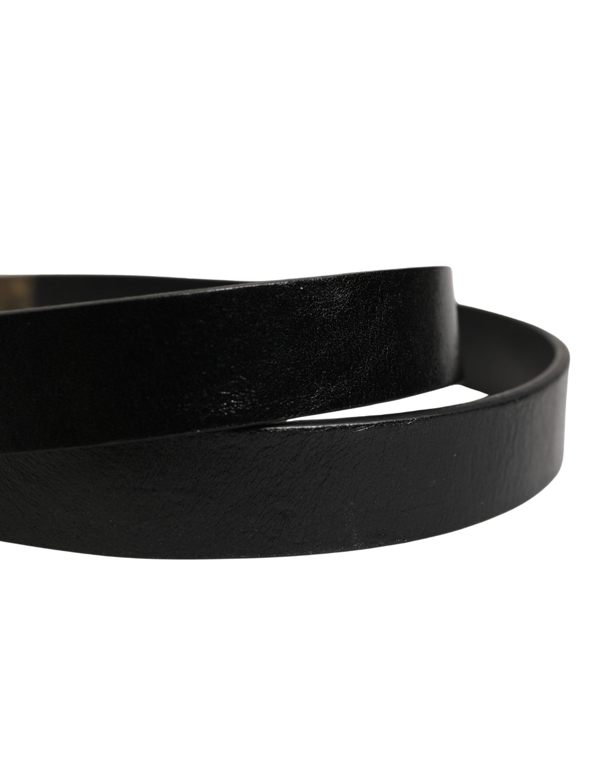 Dolce & Gabbana Men Black Classic Leather Logo Buckle Belt