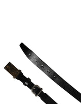 Dolce & Gabbana Men Black Classic Leather Logo Buckle Belt