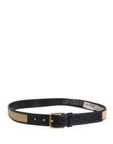 Dolce & Gabbana Men Beige Braided Leather Metal Buckle Belt