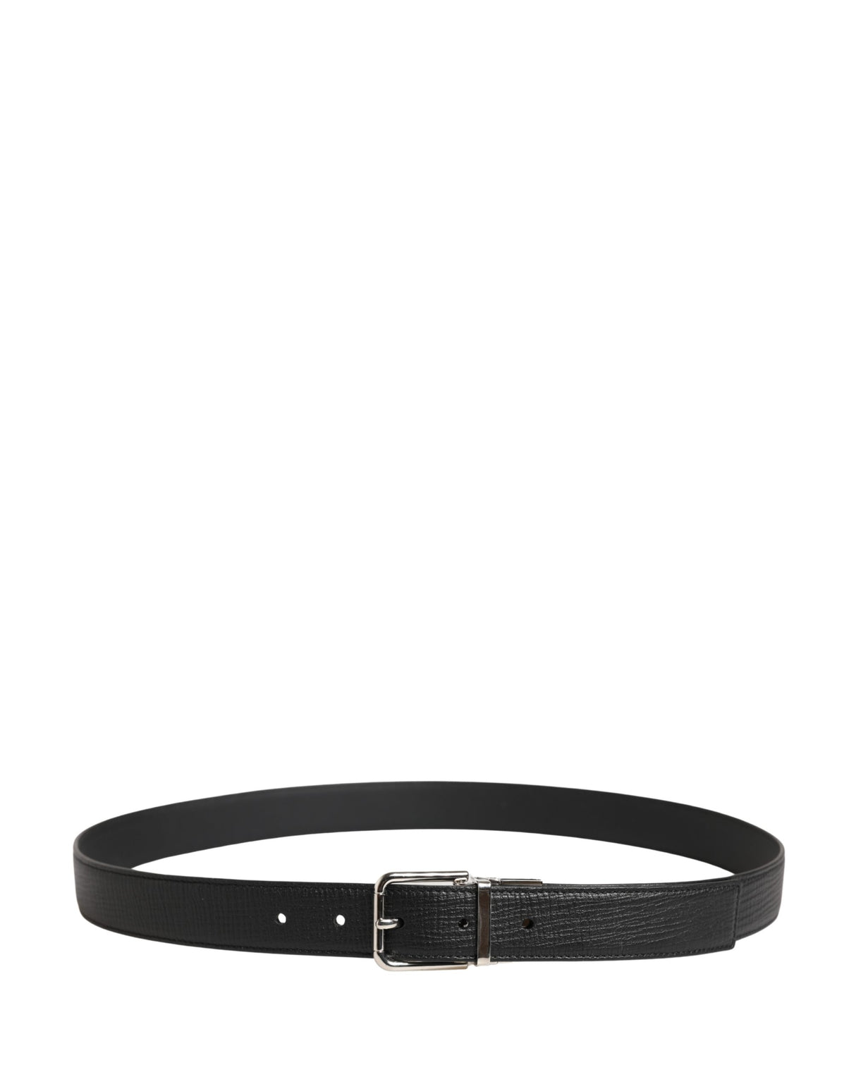 Dolce & Gabbana Men Black Classic Leather Metal Buckle Belt
