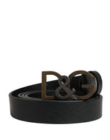 Dolce & Gabbana Men Black Classic Leather Logo Buckle Belt