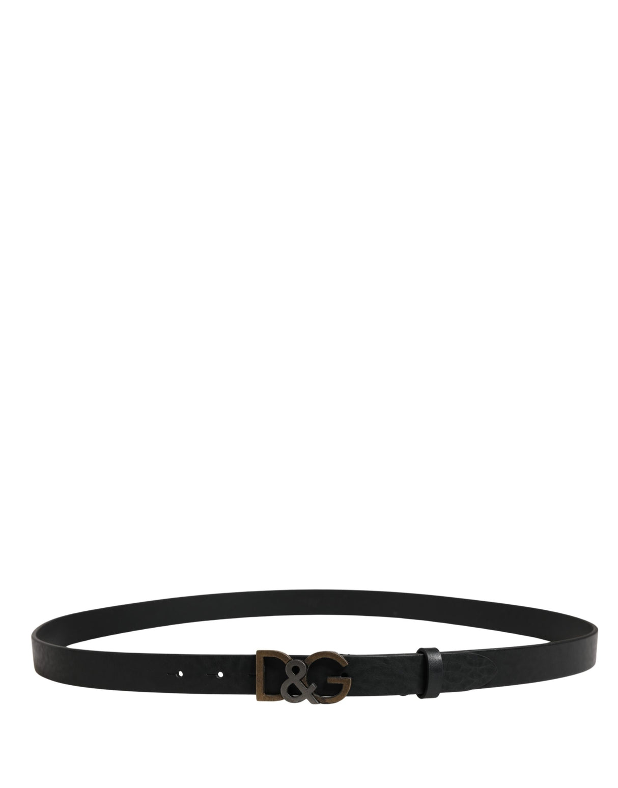 Dolce & Gabbana Men Black Classic Leather Logo Buckle Belt