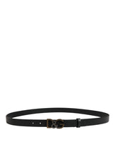 Dolce & Gabbana Men Black Classic Leather Logo Buckle Belt