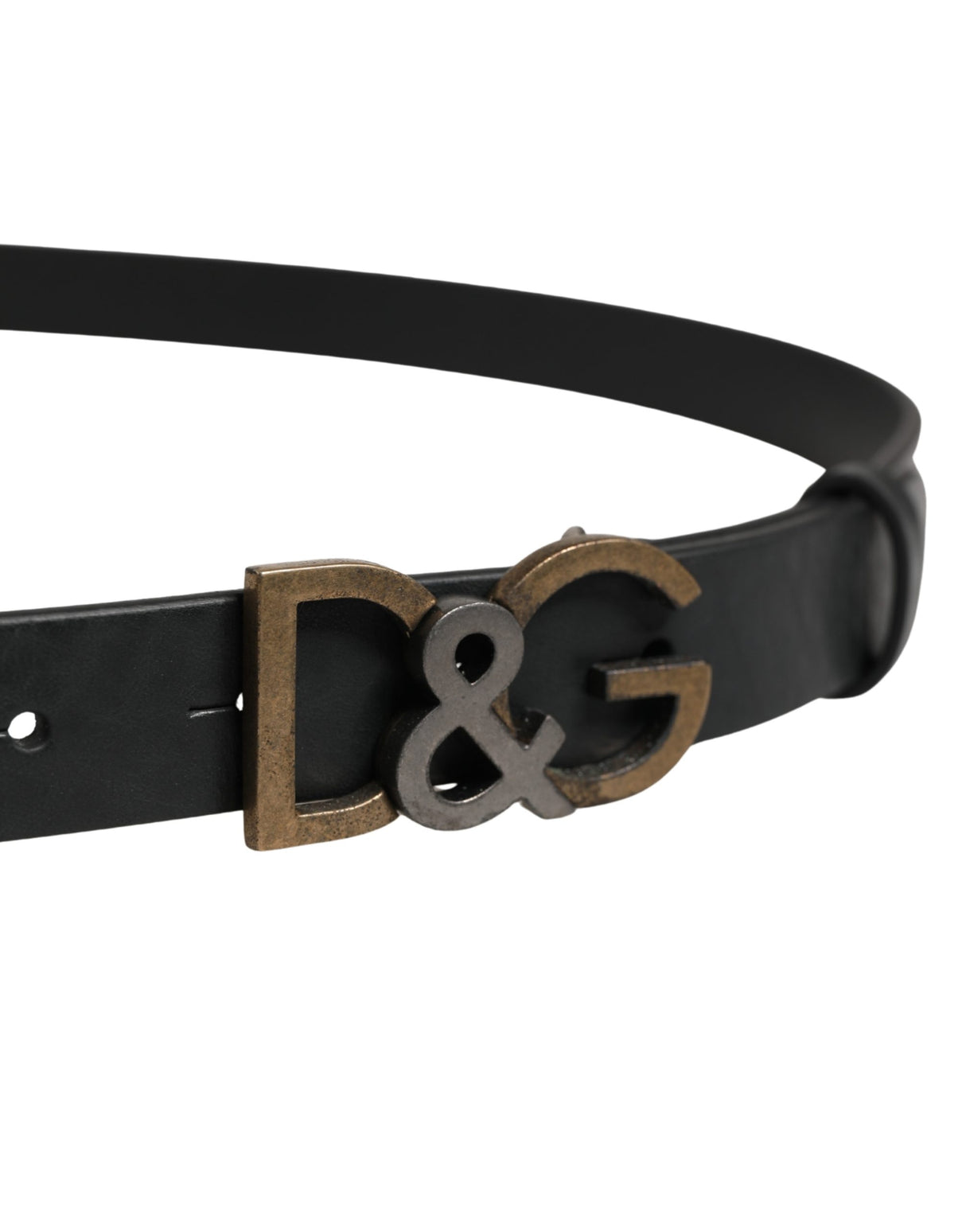 Dolce & Gabbana Men Black Classic Leather Logo Buckle Belt