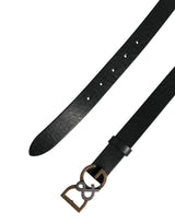 Dolce & Gabbana Men Black Classic Leather Logo Buckle Belt