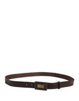 Dolce & Gabbana Men Brown Calf Leather Logo Metal Buckle Belt