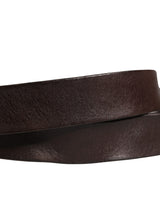Dolce & Gabbana Men Brown Calf Leather Logo Metal Buckle Belt