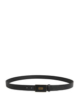 Dolce & Gabbana Men Black Classic Leather Logo Buckle Belt