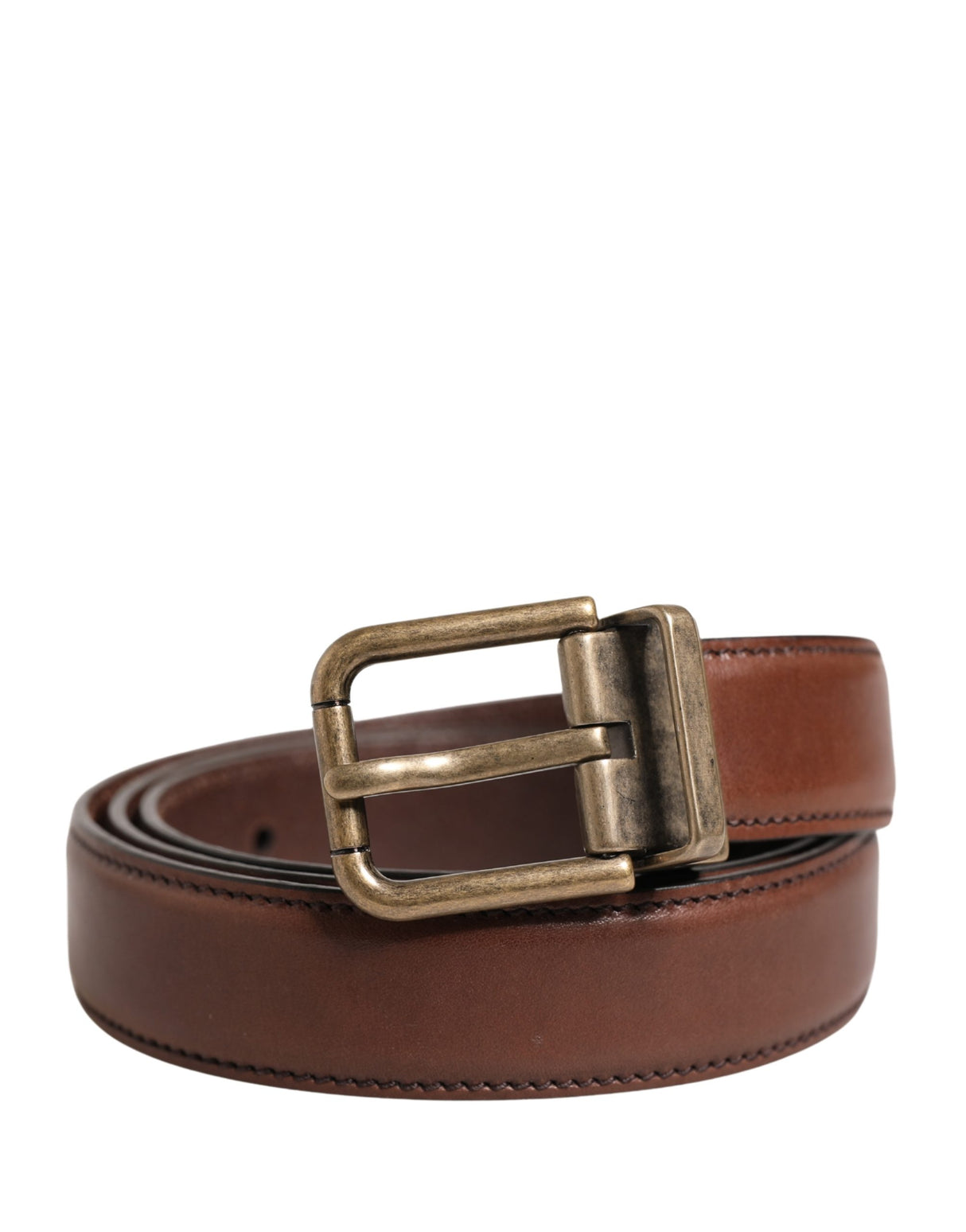 Dolce & Gabbana Men Brown Classic Leather Metal Buckle Belt